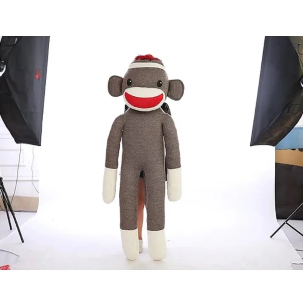NEW Plushland Green Giant Sock Monkey Stuffed Animal - Life Size Huge 72 Inches